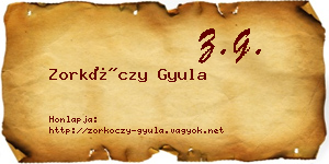 Zorkóczy Gyula névjegykártya